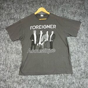 Anvil Foreigner "Acoustique" Graphic Tee - Charcoal Gray Size XL
